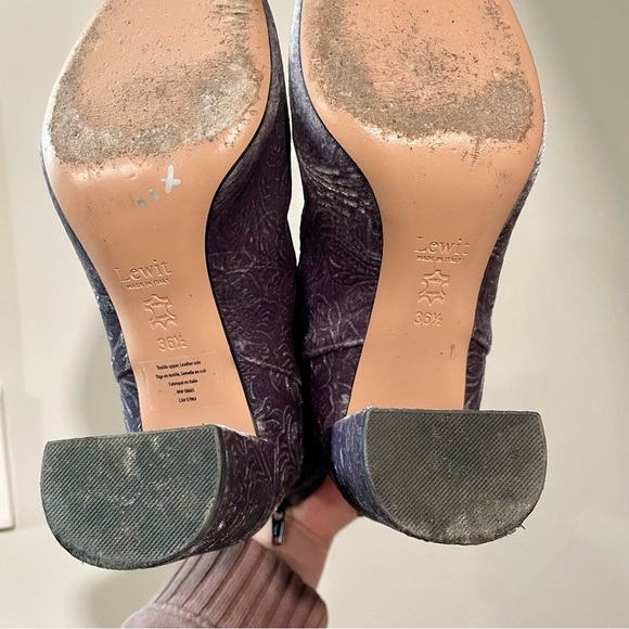 Lewit Lanzo Velvet Embossed Italian Leather Booties Grey Size 36.5 (US 6.5) - Picture 7 of 8